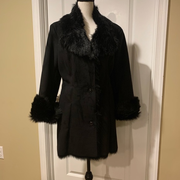 Jones New York Jackets & Coats Jones New York Womens Faux Fur Black